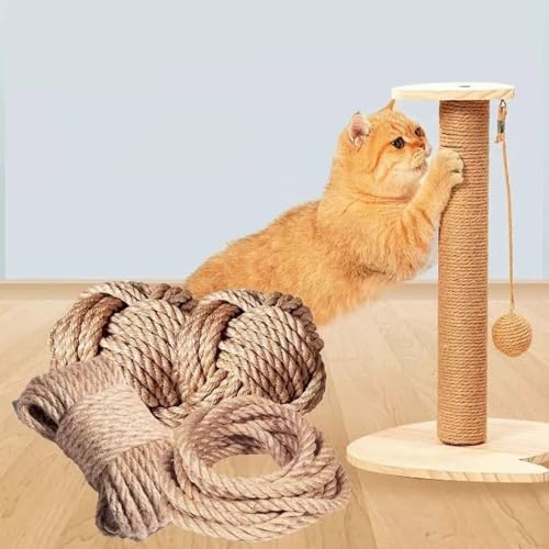 Tiragraffi per gatti, corda in sisal spessa, corda di riparazione per albero del gatto, spago di canapa, progetti fai da te, giardinaggio, decorazione per la casa (24 mm x 20 m)