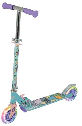 Stitch Kids Scooter for Girls and Boys - Folding Inline - For Boys and Girls - Adjustable Light Up Scooter - Wheels Light Up - 58x30x80cm