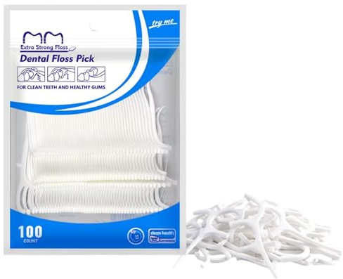 PARAHON Dental Floss Picks Bulk Pack | Strong PTFE Tooth Picks Floss Sticks | Easy Grip Interdental Cleaner for Tight Teeth | Travel-Friendly Oral Care Tooth Floss (No Flavour) (Pack of 100)
