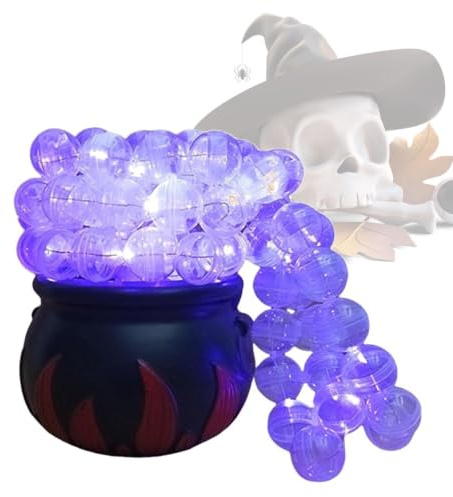 Halloween häxa kittel batteridriven skrämmande säsongsprydnad | Halloween dekorationer inomhus bubblande kittel för hylla öppen spis veranda spisel fönsterbräda familjeentusiaster