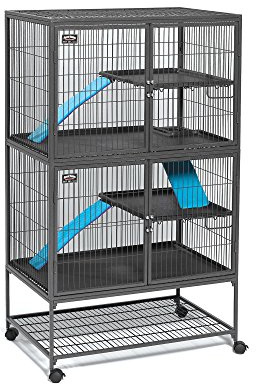 MidWest Homes for Pets Ferret Nation Double Unit Small Animal Cage, 4 Tiers, Includes Pans, Shelves, Ramps & Covers, for Ferrets & Small Animals