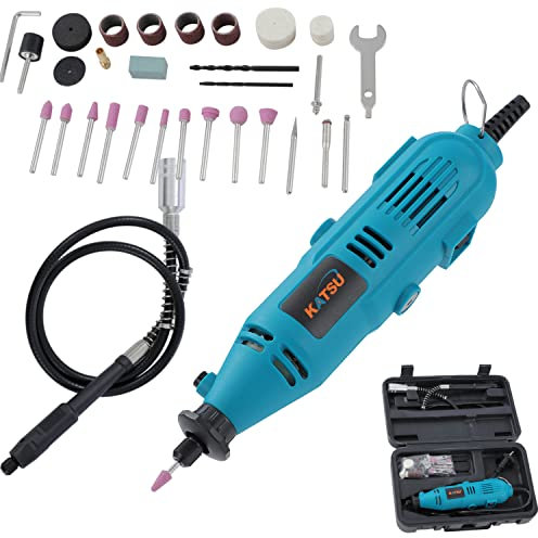 KATSU Rotary Tool Kit, 40PCS Multi Purpose Rotary Tool Accessories Set with 135W Electric Die Grinder and Flexible Drill Shaft for Cutting Grinding Polishing DIY Craft Hobby Maker 100088