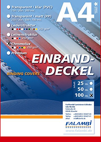 FALAMBI 100 Einbanddeckel Chromolux, Rückenkarton 250 gr/m², Rückendeckel für Bindungen (rot)