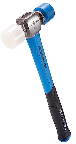 REAL STEEL Small Rubber Mallet Hammer 12 Oz Double Face Hammer Soft/Hard Graphite Core Handle (0313)