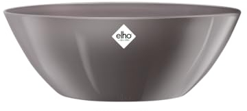 Elho Brussels Diamond Ovale 36 - Pot De Fleurs pour Intérieur - Ø 35.5 x H 13.0 cm - Gris/Gris Perle