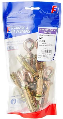 Forgefix EYE8M - Anclaje perno de ojo (M8, zinc pasivado), color dorado