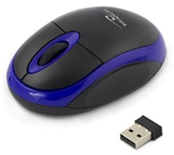 Titanum - Mouse wireless per computer con ricevitore radio USB (piccolo e maneggevole, 3 tasti, rotella di scorrimento, 1000 dpi, blu