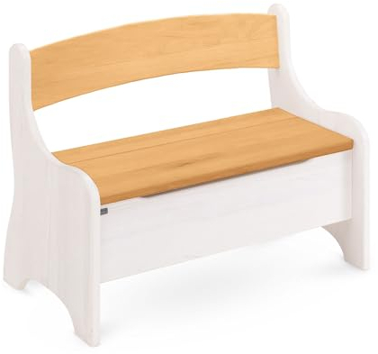 Original Kindersitzbank Levin von BioKinder® | Truhenbank mit Geheimfach aus Bio-Massivholz in Erle & Naturweiß | L 70 cm x B 36cm x H 55 cm