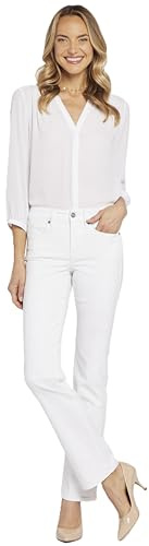 NYDJ Women's Petite Marilyn Straight Leg Jean, Optic White, 4