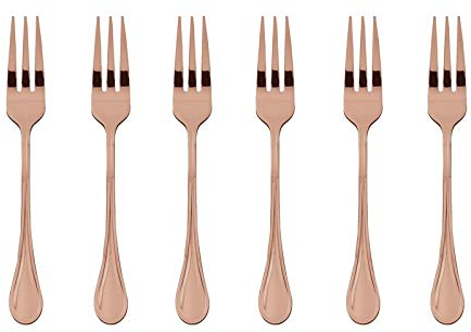 Set 6 Kuchengabeln Edelstahl/PVD Kupfer [SP]