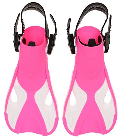 U/D Palmes de natation courtes d'entraînement avec ouverture réglable pour enfants (rose)