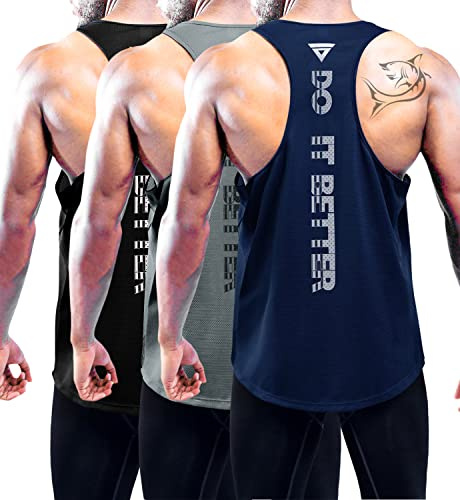 Boyzn Men's 1 or 3 Pack Y-Back Workout Tank Tops, Dry-Fit Athletic Muscle Sports Tank Top, Summer Breathable Mesh Vest Top for Men, Gym Fitness Bodybuilding Sleeveless T-Shirts for Training Running