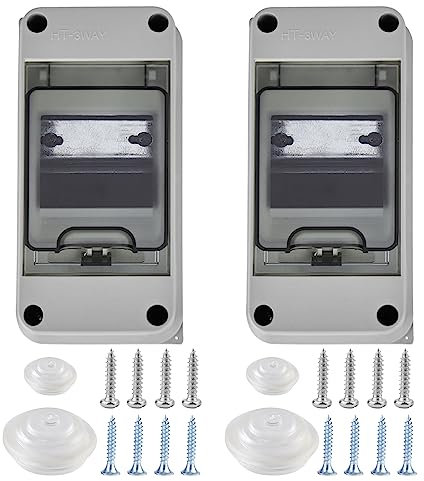 Sporgo Lot de 2 boîtes à fusibles - Montage en saillie - IP65 - Pour pièces humides - 1 rangée pour 3 modules - Convient pour les jardins extérieurs, les villas, les colonnes de charge
