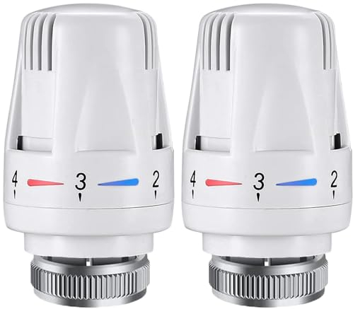 Litensh 2 Stück Thermostat Heizung, TRV M30 x 1.5 Heizkörperthermostat Heizkörper Thermostatkopf Heizkörperventil Ersatzkopf, Heizsystem Thermostat Heizkörperventil für Büro Zuhause