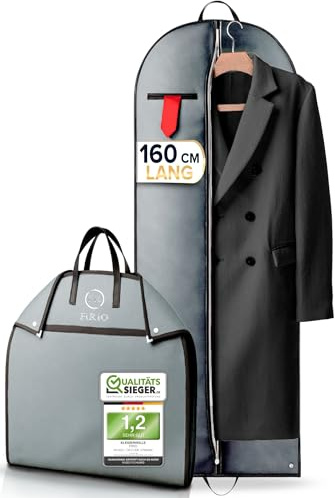 FiRiO 1x Portatrajes Plegable I Material 50% MÁS Grueso I Porta Trajes Caballero o Mujer I Bolsa Portatrajes Hombre Viaje I Antipolillas Funda Traje Hombre I Antipolvo Fundas Ropa Armario I 160x60cm