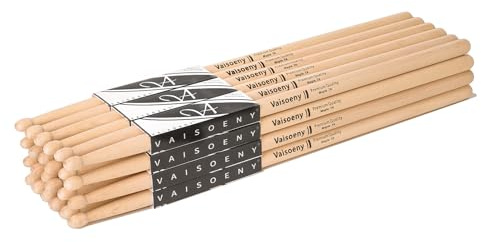 VAISOENY Drum Sticks, Maple Wood 7A Drumsticks with Teardrop Tip, 12 Pairs | Lightweight Maple Drumsticks for Drums. Comfortable 7A Size, More Friendly for Beginners, Long Practice, Jazz & Light Rock