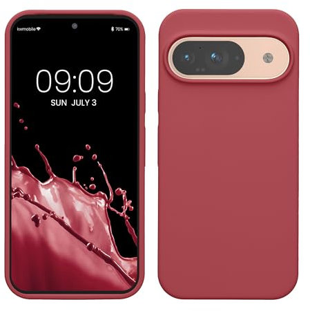 kwmobile Case Compatible with Google Pixel 9 Case - Soft Cover Compatible with Google Pixel 9 Pro Cover - Wireless Charging Dark Rose