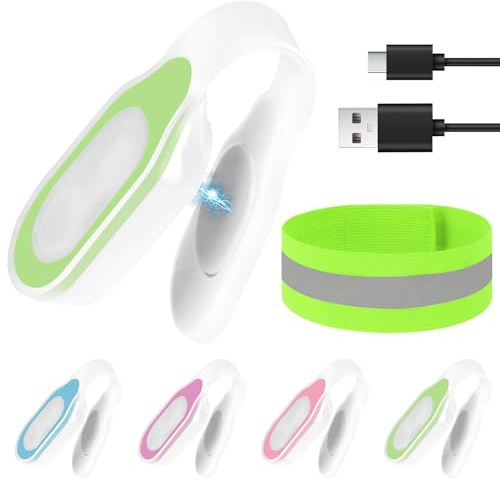 Ainiv Lumières de Course à Pince Magnétique Rechargeable, avec Bandes Réfléchissantes, Lampe de Nuit pour Infirmières, 3 Modes D'éclairage, pour Jogging, Course de Nuit, Promenade de Chien- Vert