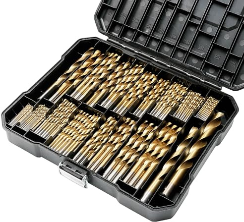 BeHappy 230 Pcs Drill Bit Set, 135° Tip Titanium Coated High Speed Steel, Twist Drill Bit Kit for Iron, Aluminum Alloy, Copper, Wood, Plastic, with Hard Storage(/16“-1/2”