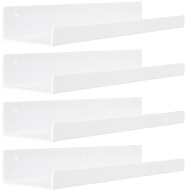EnxJire Organizador de Esmalte de Uñas Estantería flotante for esmaltes de uñas (2 o 4 unidades) for almacenamiento en pared, ideal for baño, dormitorio, sala estar y cocina(White-4pcs)