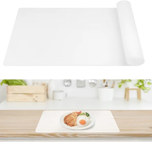 Bastelunterlag Groß 60x40cm,Weiß Transparent Silikonmatte, Rutschfest und Wasserdicht,Antihaft & Waschbar Tischmatte für Bastelarbeiten, Malen und Küchen Anwendung, A2 Bastelmatte für Malen