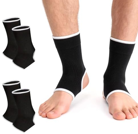 Fotledsstöd 2 Par, Elastiskt och Ventilerande för Sport och Löpning | 2 par elastiska fotledsstöd med öppen häl för löpning, fotboll, fitness, träning och vardagliga aktiviteter