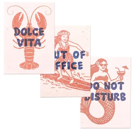 Pack 3 Postales Plantables Verano – Summer Mood Collection | Tarjetas con Semillas | Regalo Original | Do Not Disturb, Out Of Office y Dolce Vita | Resetea