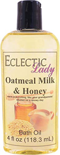 Oatmeal Milk And Honey Bath Oil - Scented Body Oil - Relaxing & Moisturizing Bathing Oil - Fragrance Body Oil For Dry & Rough Sensitive Skin - 4 oz