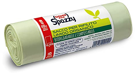 Domopak Spazzy Sacco per rifiuto umido organico Biodegradabile e compostabile - Condominiale 110 lt - 1 confezione da 10 pezzi