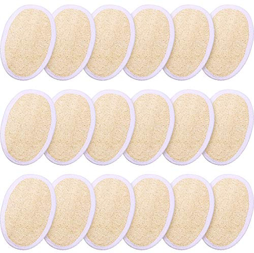 18 Packs Exfoliating Loofah Sponge Pads Facial Body Bath Shower Loofah Sponge Pad Natural Exfoliating Scrubber Brush for Men Women