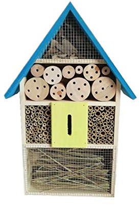 Eifa XXL 50 cm Insektenhotel BLAUES Dach Natur/Nistkasten Insektenhaus aus Holz für Bienen, Schmetterlinge, Käfer & andere Tiere