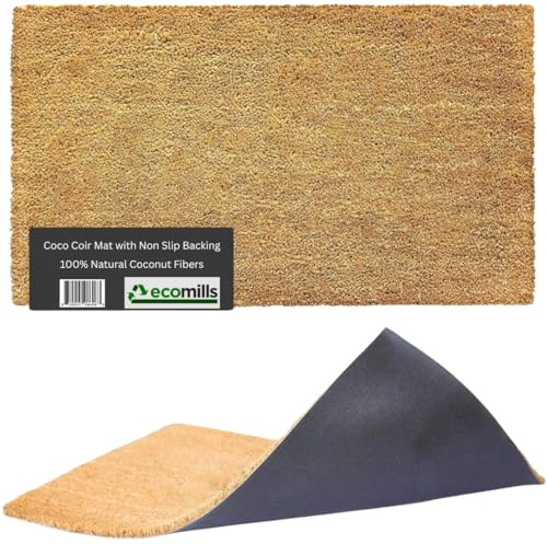 Ecomills Coco Coir Doormat, 17 x 30 in, Vinyl Backing