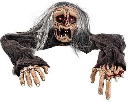 JOYIN Halloween Zombie Groundbreaker with Light-Up Eyes and Scary Sound for Halloween Outdoor Patio Yard Lawn Decoration