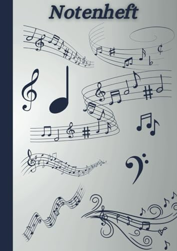 Notenheft DIN A4 100 Seiten Silber/Blau: Ein leeres DIN A4 Notenheft für 100 Seiten kreativen Ausdruck (Notenhefte DIN A4)