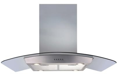 CDA 90cm Curved Glass Island Cooker Hood - Stainless Steel