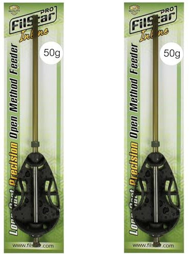 PRO FILSTAR Inline Long Cast Method Feeder Set 2 x 50g Futterspender - Open Futterkorb - Karpfen Angeln Montage - Karpfenangeln Zubehör – Carp Fishing - Grundangeln - Angelnzubehör für Feederrute