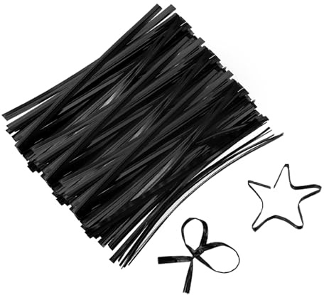 QUARKZMAN 3 Attaches de Torsion, Attaches de Torsion Métalliques, Attaches de Torsion en Plastique Réutilisables pour les Sacs de Boulangerie, de Bonbons, de Friandises, Lot de 800, Noir