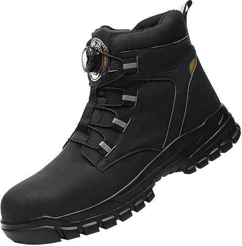 JiaMeng-ZI Anti-Smash und Anti-Pannen-Arbeitsschutzschuhe Herren, S3 Winterstiefel rutschfeste Stahlkappen-Sicherheitsschuhe, Verschleißfeste Wasserdicht Hoch-Arbeitsstiefel auf der Baustelle