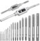 19 Pezzi Maschi per Filettare Metrici Set, M1-M3,5, M4, M5, M6, M8, M10, M12 Set di Maschi Filettatori e Filiere, Kit di Maschiatura Filettatura Manuale con Giramaschi a Cricchetto Regolabile