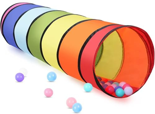 LATERN 180CM Kids Play Tunnel Tent, 46CM Round Opening Baby Tunnel Colorful Pop Up Crawl Tunnel Collapsible Tent Gift for Boy Girl Pets Play Indoor Outdoor Backyard Game