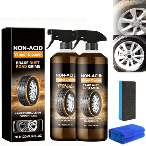 2PCS Wheel Cleaner, Vielseitiger und leistungsstarker Rostkonverter, Felgenreiniger, Versatile and Powerful Rust Converter, Reinigt alle Felgenoberflächen Radreiniger für Reinigung von Rädern