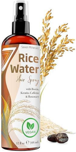 Large Fermented Rice Water for Hair Growth - Infused with Rosemary, Biotin, Caffeine, Keratin Vegan Non-Greasy Spray Naturally Thicker, Longer, Softer Men & Women (12 fl oz)