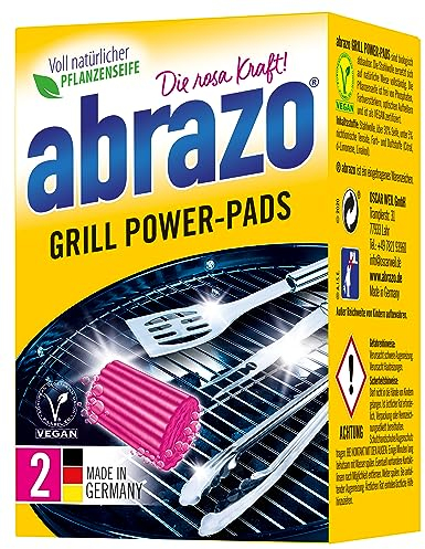 abrazo Grill e Barbecue - 2 tamponi di pulizia per grill e forno, spugna per piatti con sapone vegetale, spugna da cucina, spugna per pulizia, sgrassatore per griglie
