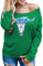Sweatshirt Damen Kolylong® Frauen Elegant Drucken Trägerlos Sweatshirt Herbst Locker Langarmshirts Reizvoller Off Shoulder Bluse Mantel Sport Pullover T-Shirt Tops Oberteile (S, Grün)