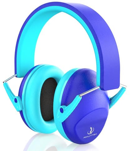 RIIKUNTEK Casque anti-bruit SNR 26 dB pour enfants, casque antibruit pour enfants, protection auditive pour concerts et feux d'artifice, bleu, L
