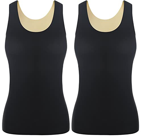 SATINIOR 2 Débardeurs Thermiques en Polaire Camisole Tank Top sans Manches Hauts Thermiques pour Femmes (Noir, M)