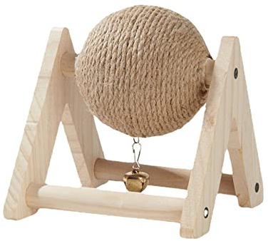 MagiDeal MagiDeal, palla tiragraffi per coniglio con sfera, 2 in 1, giocattolo interattivo, supporto in legno con campanella, per gattini, cincillà, piccoli animali gattini