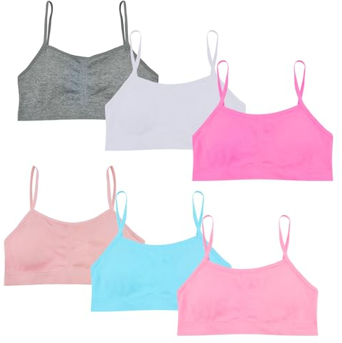 Nahtloser Mädchen-Trainings-BH mit Abnehmbare Polster Mehrfarbiger Mädchen-Sport-BH mit Trägern für 8–14 Jahre (3361-U, 12-14 Years)