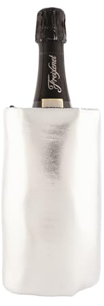 (6 Unidades) Enfriador de Vino, Champagne, Cava, Navidad, Color Plata, Cinta Antideslizamiento, 4 Capas Anticondensación, Gel 12 Compartimentos