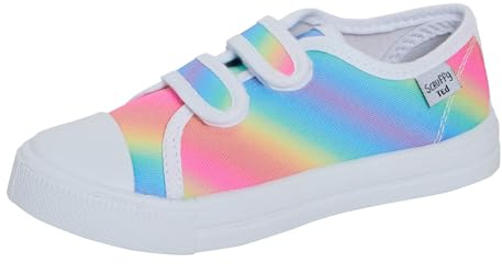 Scarpe di tela per bambini, scarpe da ginnastica per ragazzi, scarpe da ginnastica per ragazze, scarpe unisex facili da allacciare, scarpe casual, Arcobaleno, 28 EU